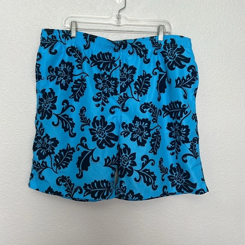 Lands’ End Blue Print Swim Trunks Size XL